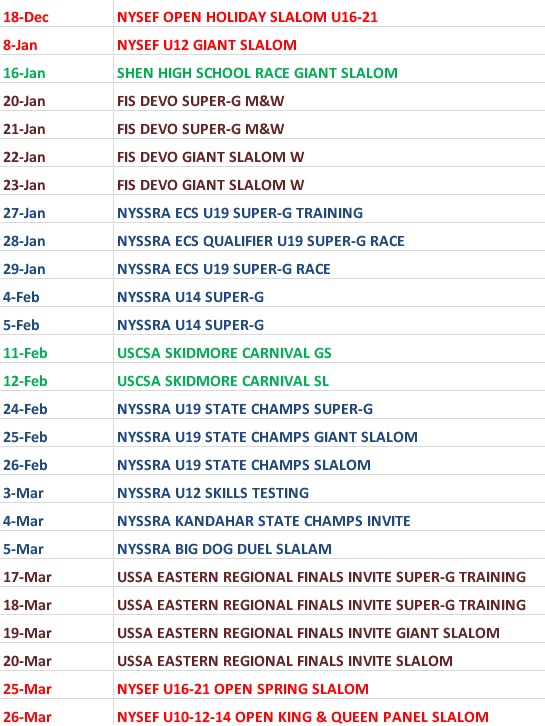 Gore Schedule