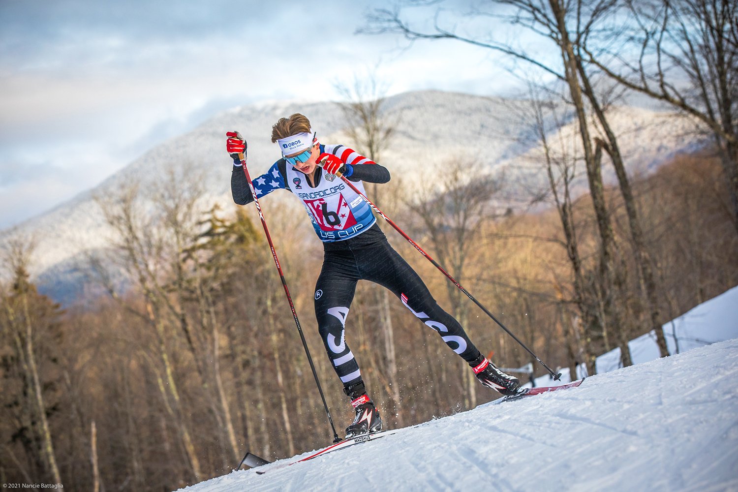 2022-01-athlete-profile-01-1500px Scene from US Cup Nordic Jump and/or Nordic Combined for junior athletes (U20) in Lake Placid NY 12/29/21. Tate Frantz skis the 10K ski portion of the nordic combined race. photo by Nancie Battaglia