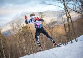 Scene from US Cup Nordic Jump and/or Nordic Combined for junior athletes (U20) in Lake Placid NY 12/29/21. Tate Frantz skis the 10K ski portion of the nordic combined race. photo by Nancie Battaglia