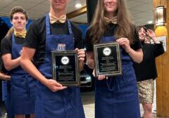 two athletes accept awards at the nysef summer benefit