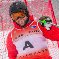 Scene on Whiteface Mt honoring local skier and Olympic medalist  Andrew Weibrecht with a ski lift named WarHorse (his nickname), and the finish area named the Andrew Weibrecht Finish Arena. IDs available. photo by Nancie Battaglia